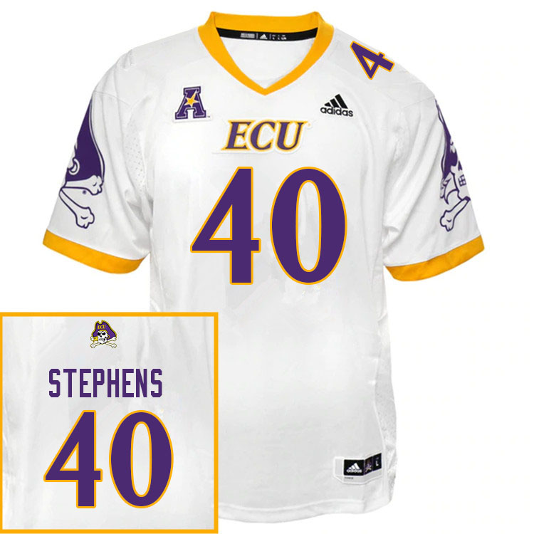 Men #40 Chad Stephens ECU Pirates College Football Jerseys Sale-White - Click Image to Close